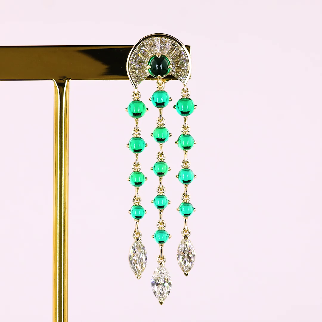 Lab-Grown 3.89 Carat MIX -VS2 Diamond 14K Yellow Gold Hanging Earrings