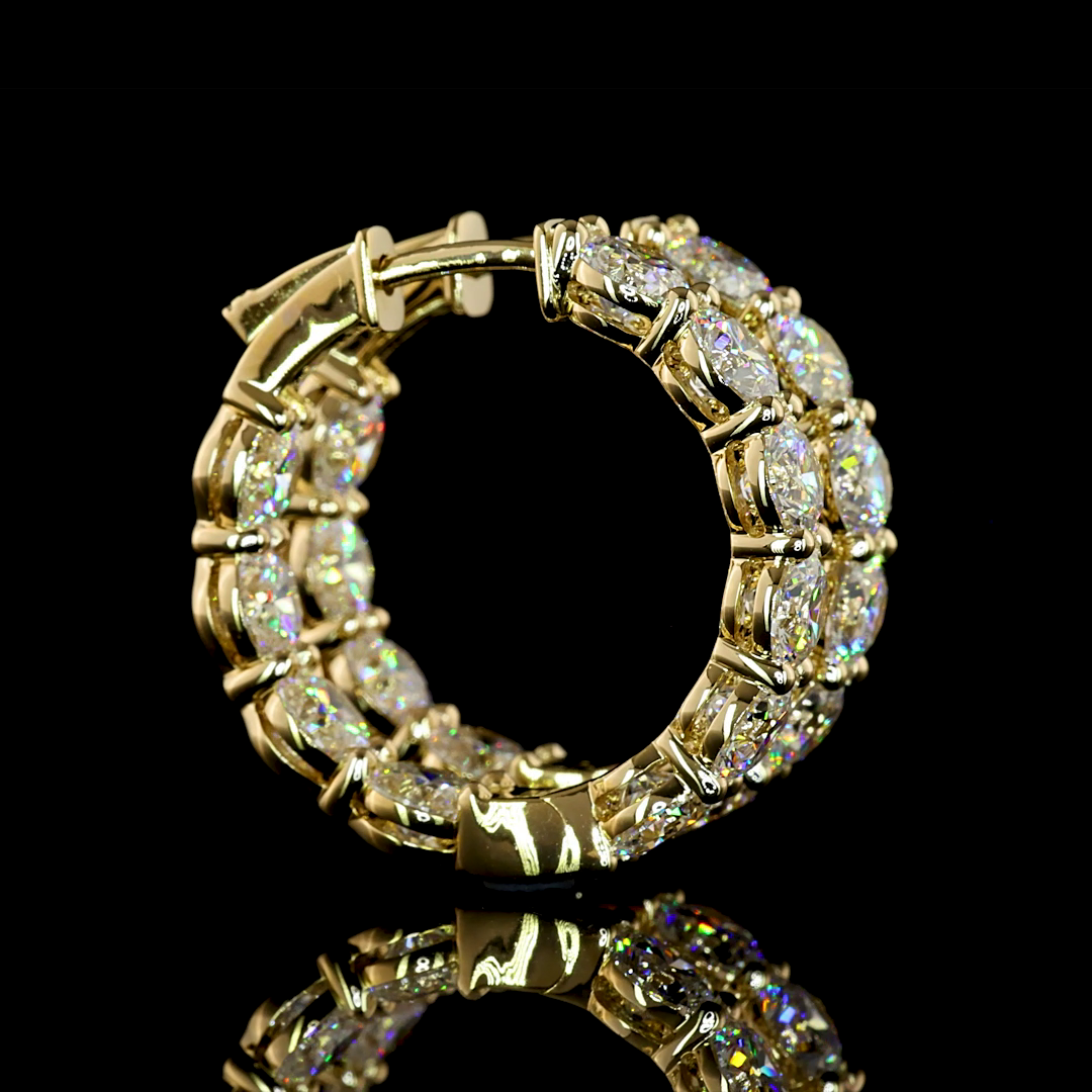 Lab-Grown 6.57 Carat Round E-VS Diamond 14K Yellow Gold Hoops Earrings