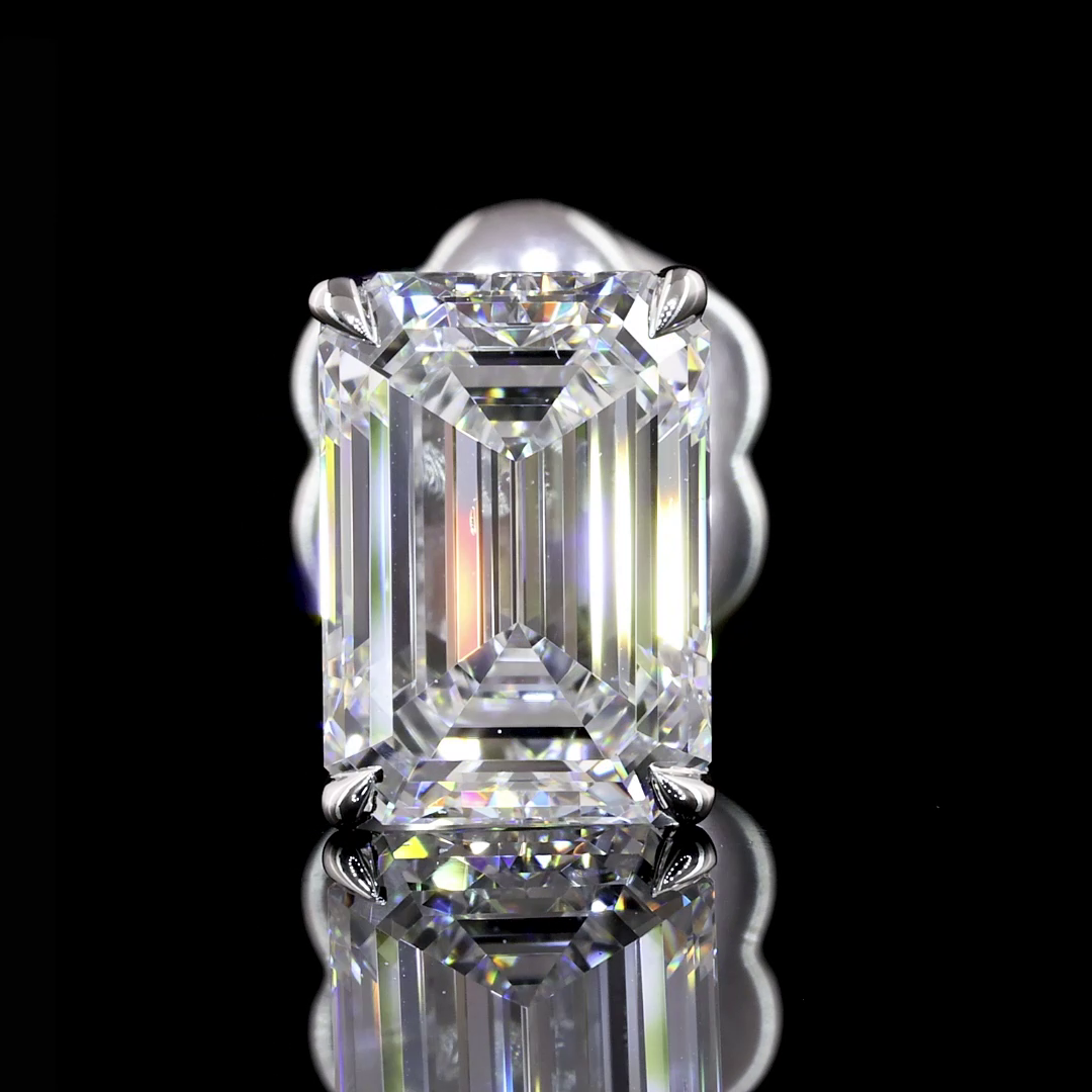 Lab-Grown 2.09 Carat Emerald E-VVS2 Diamond 14K White Gold Studs Earrings