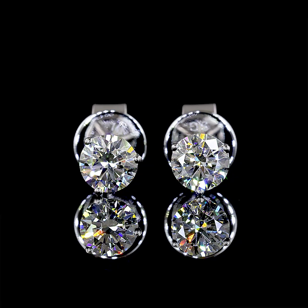 Lab-Grown 0.55 Carat Round G-H-SI Diamond 14K White Gold Martini Earrings