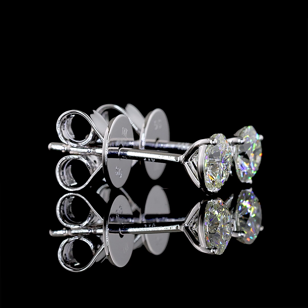 Lab-Grown 0.55 Carat Round G-H-SI Diamond 14K White Gold Martini Earrings