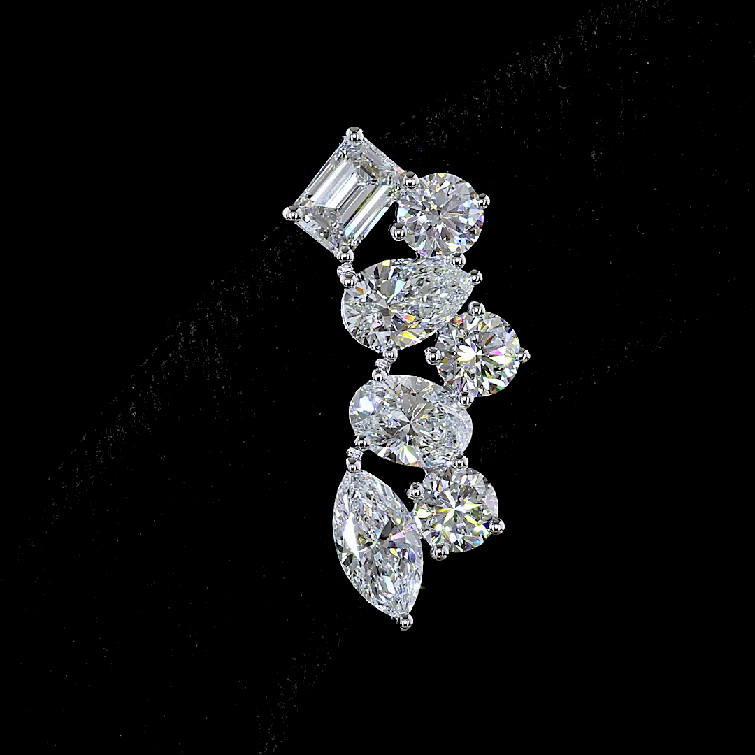 Lab-Grown 5.99 Carat Pear E-F-VS Diamond 14K White Gold Crawler Earrings