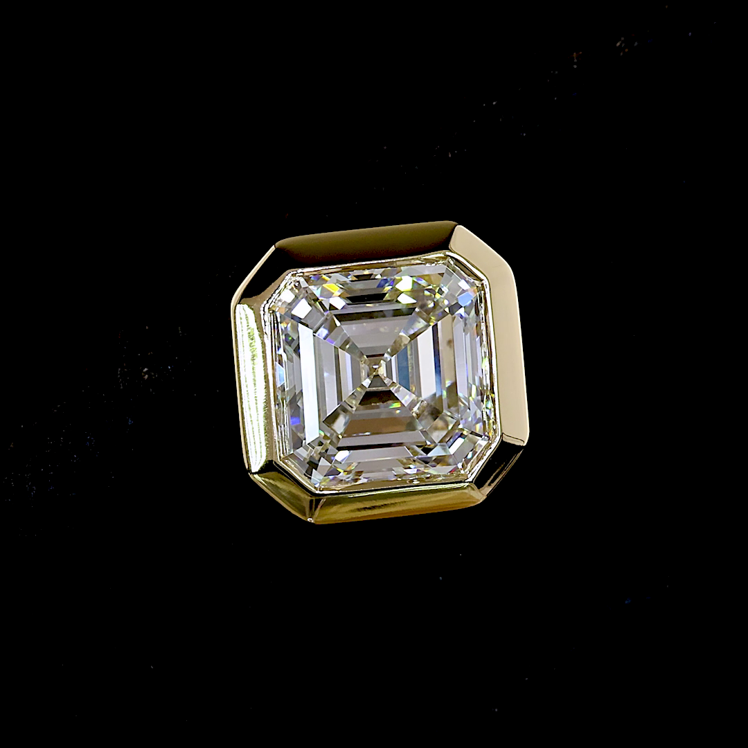 Lab-Grown 3.52 Carat Asscher E-F-VVS2 Diamond 14K Yellow Gold Studs Earrings