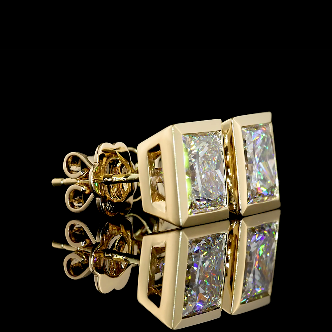Lab-Grown 4.64 Carat Princess E-F-VVS2 Diamond 14K Yellow Gold Studs Earrings