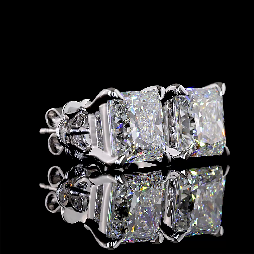 Lab-Grown 5.24 Carat Princess E-F-VVS2 Diamond 14K White Gold Studs Earrings