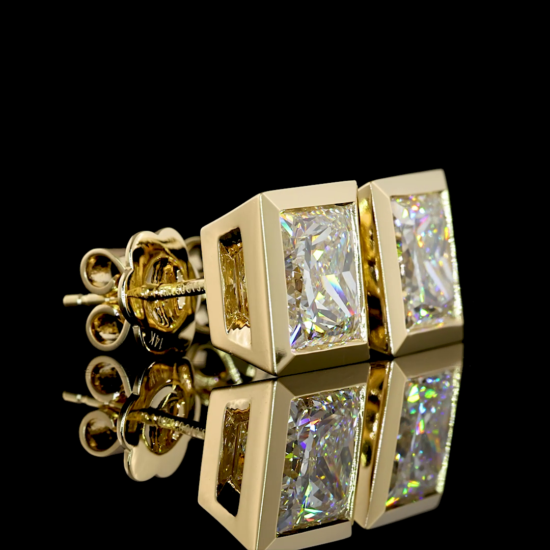 Lab-Grown 5.23 Carat Princess E-F-VVS2 Diamond 14K Yellow Gold Studs Earrings