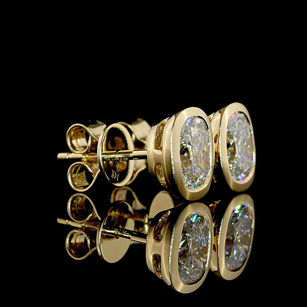 Lab-Grown 1.5 Carat Cushion Brilliant D-VVS2 Diamond 14K YG Studs Earrings