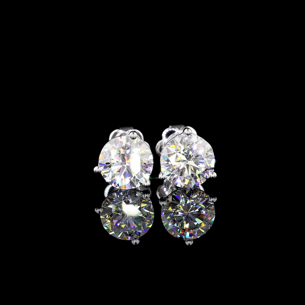 Lab-Grown 3.00 Carat Round D-VVS2 Diamond 14K White Gold Martini Earrings