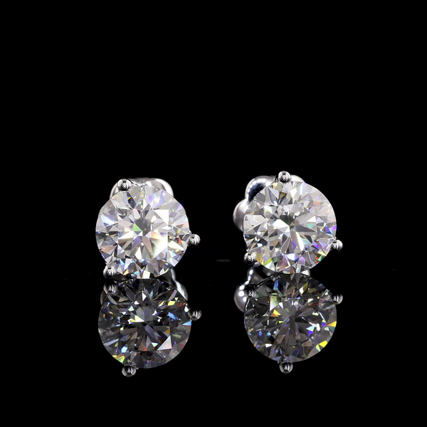 Lab-Grown 3.07 Carat Round E-VS1 Diamond 14K White Gold Martini Earrings