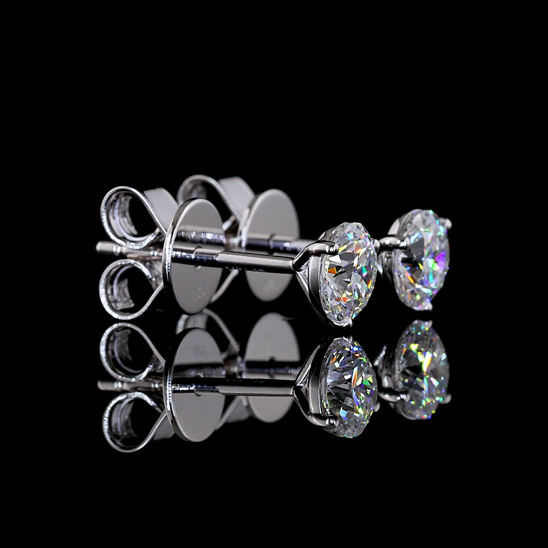 Lab-Grown 0.57 Carat Round E-F-VS2 Diamond 14K White Gold Martini Earrings