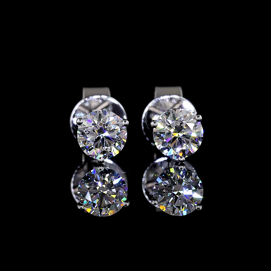 Lab-Grown 0.57 Carat Round E-F-VS2 Diamond 14K White Gold Martini Earrings