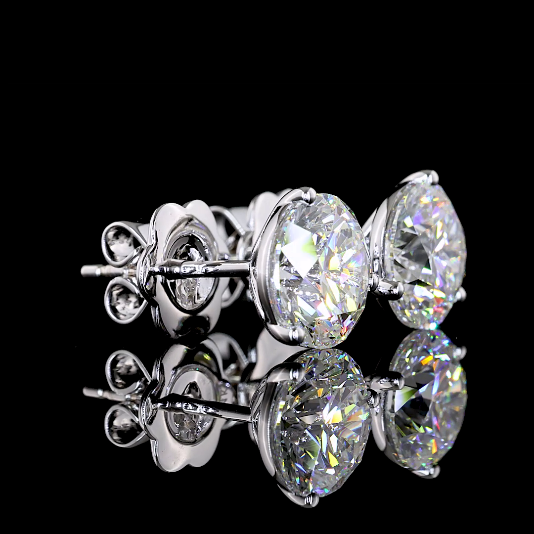 Lab-Grown 3.07 Carat Round E-F-VS2 Diamond 14K White Gold Martini Earrings