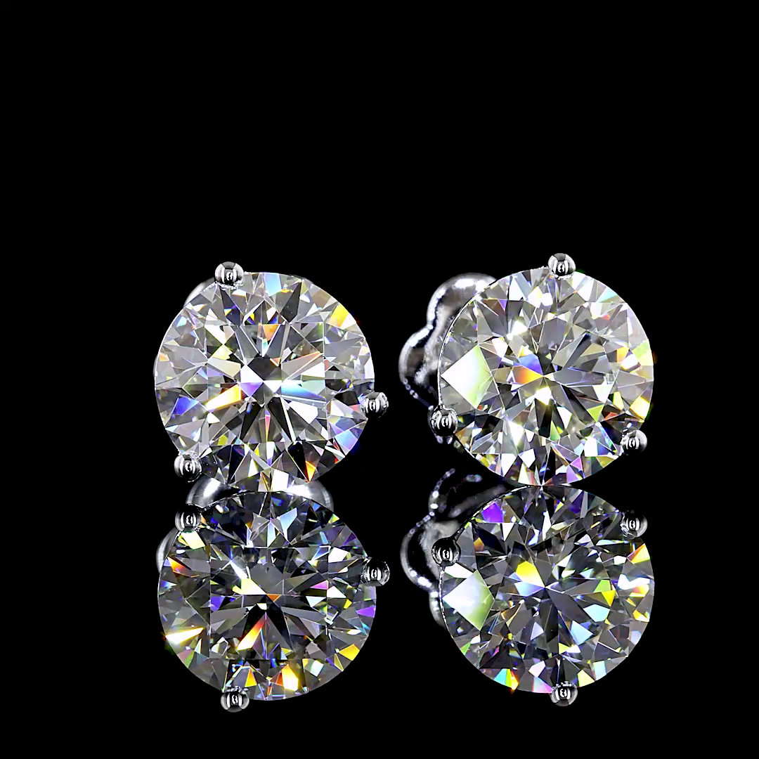 Lab-Grown 3.07 Carat Round E-F-VS2 Diamond 14K White Gold Martini Earrings