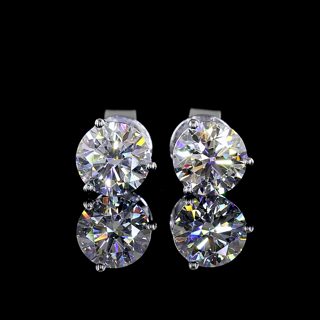 Lab-Grown 1.51 Carat Round F-VS1 Diamond 14K White Gold Martini Earrings