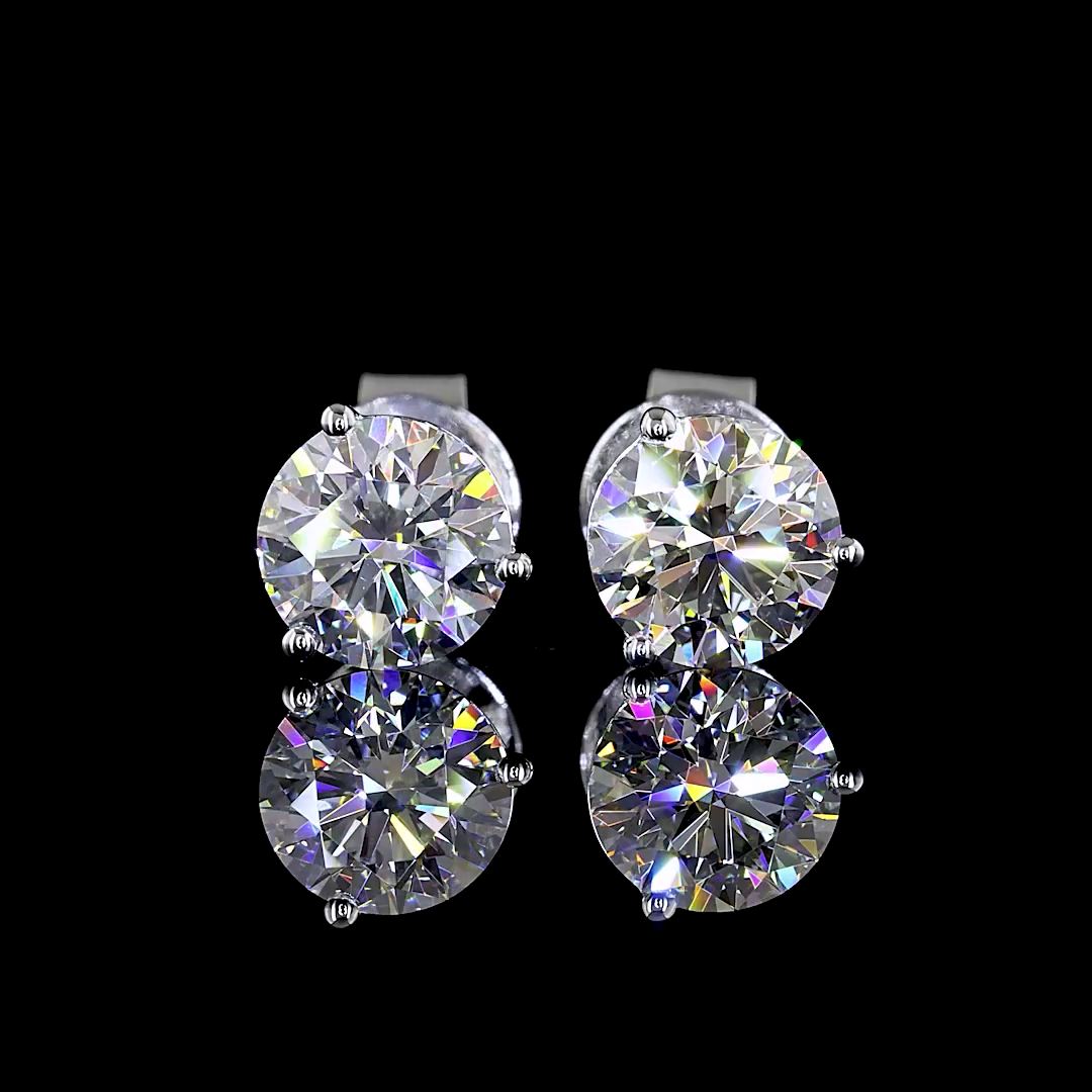 Lab-Grown 1.53 Carat Round E-VS1 Diamond 14K White Gold Martini Earrings