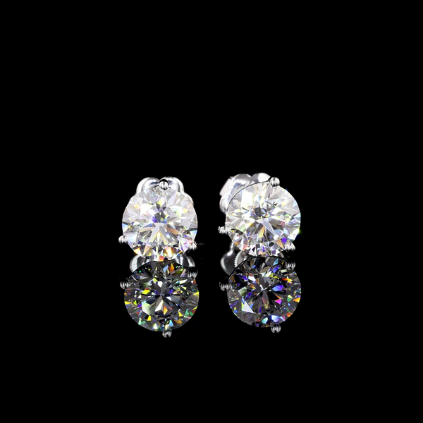 Lab-Grown 3.06 Carat Round E-VS1 Diamond 14K White Gold Martini Earrings
