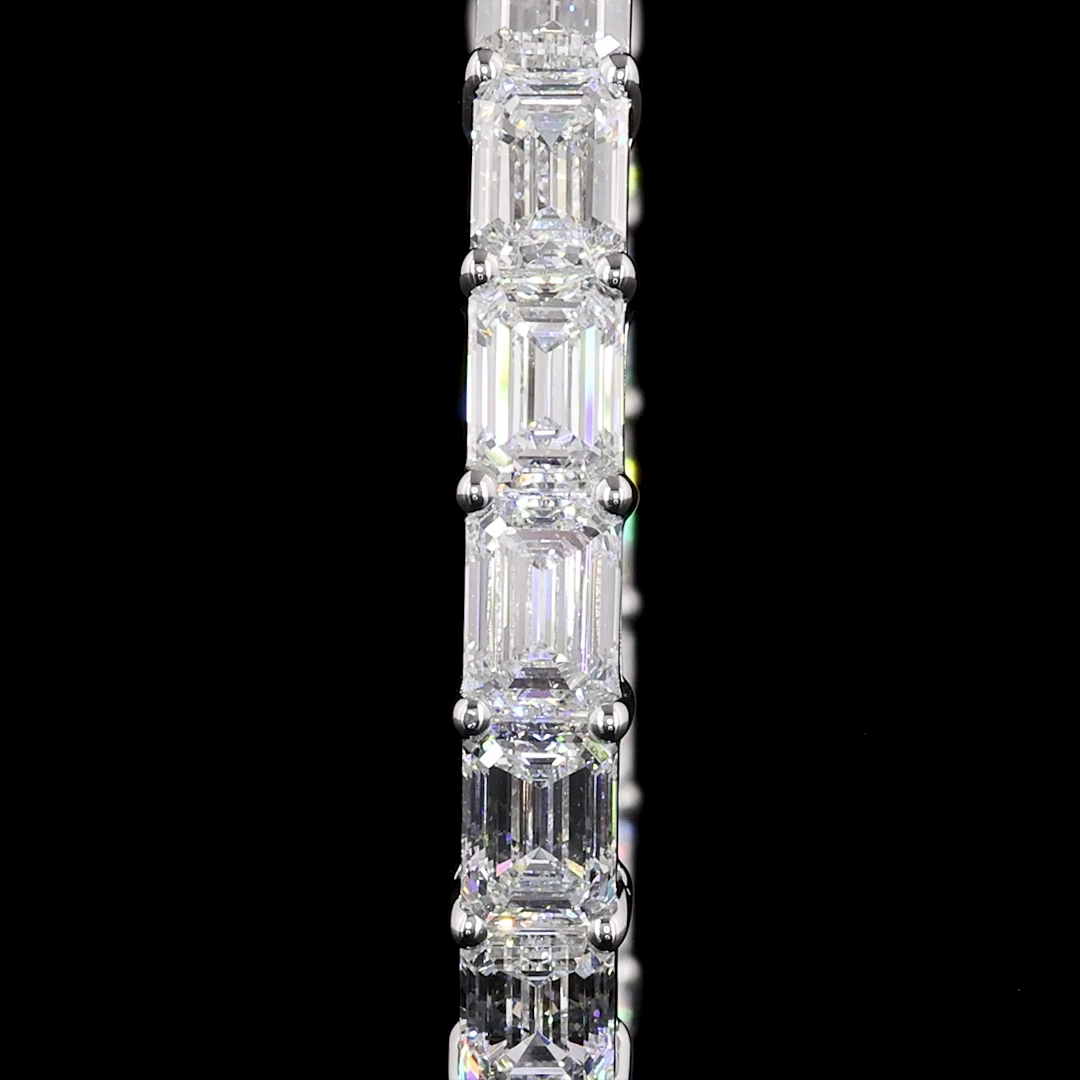 Lab-Grown 8.35 Carat Emerald D-VVS2 Diamond 14K White Gold Hoops Earrings