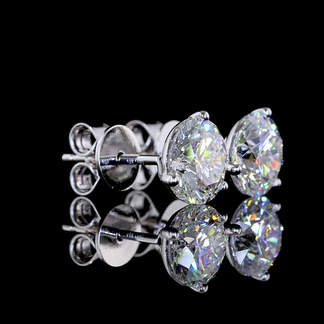 Lab-Grown 2.58 Carat Round E-VVS2 Diamond 14K White Gold Martini Earrings