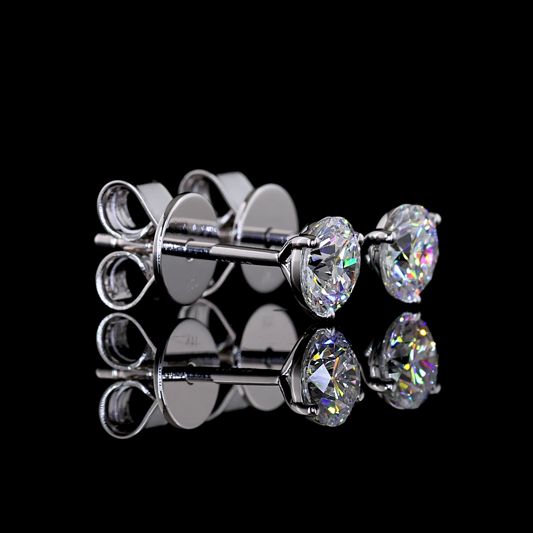 Lab-Grown 0.77 Carat Round E-F-VS1 Diamond 14K White Gold Martini Earrings