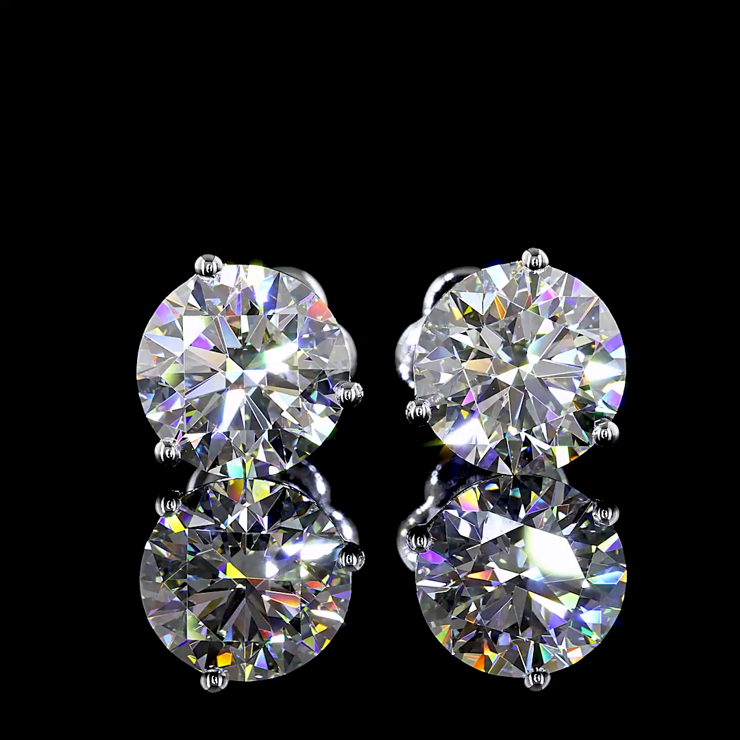 Lab-Grown 2.54 Carat Round D-VVS2 Diamond 14K White Gold Martini Earrings