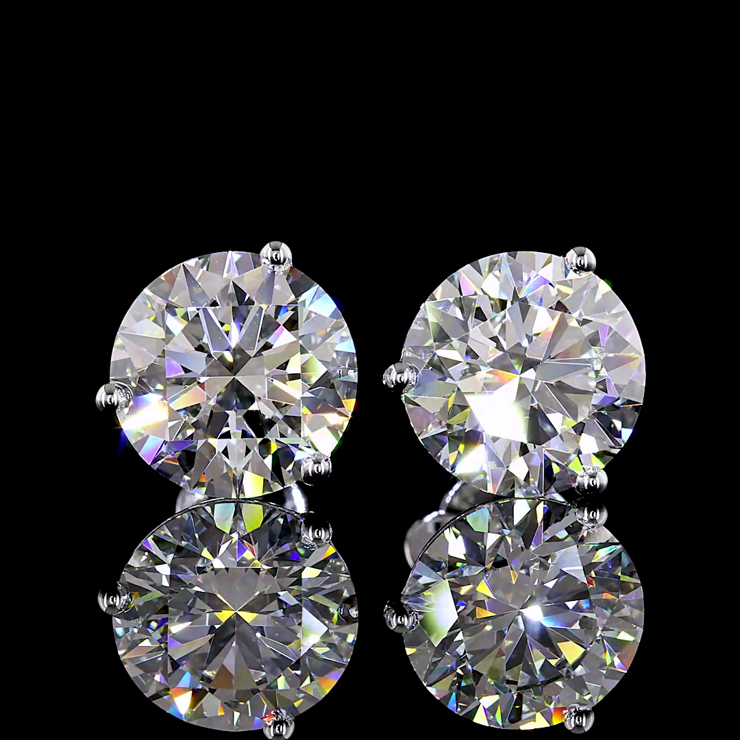 Lab-Grown 6.04 Carat Round E-VVS2 Diamond 14K White Gold Martini Earrings