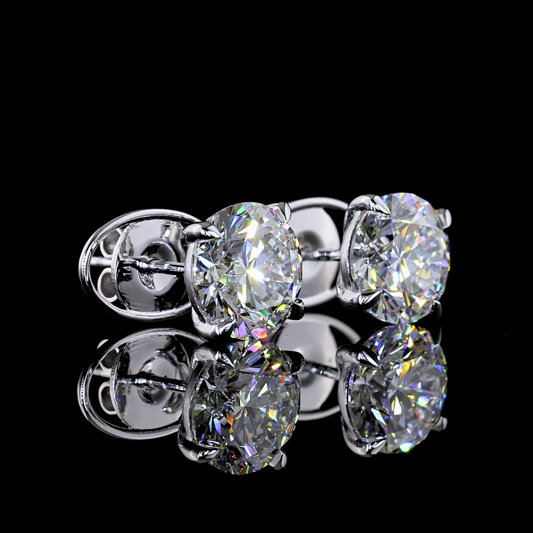Lab-Grown 5.03 Carat Round E-VS1 Diamond 14K White Gold Studs Earrings