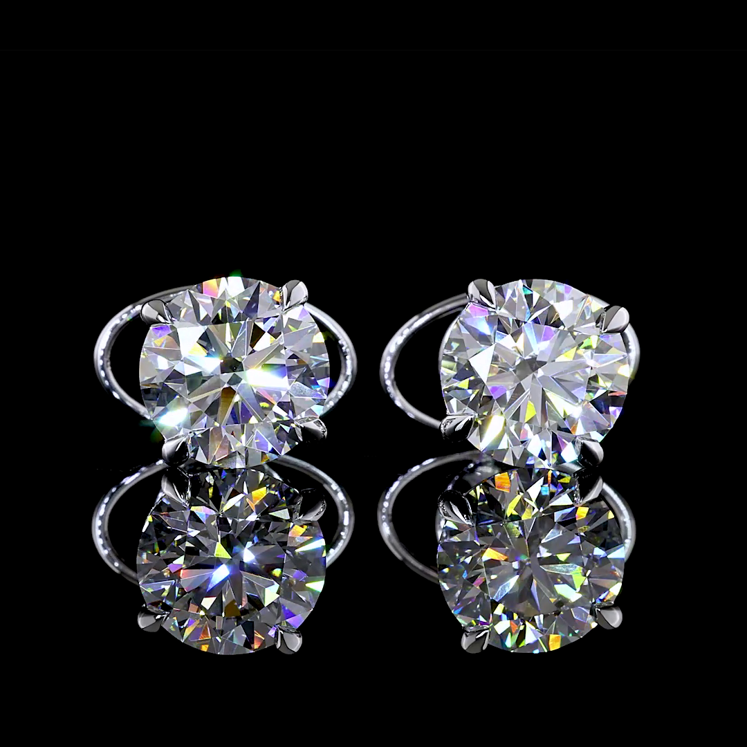 Lab-Grown 5.03 Carat Round E-VS1 Diamond 14K White Gold Studs Earrings