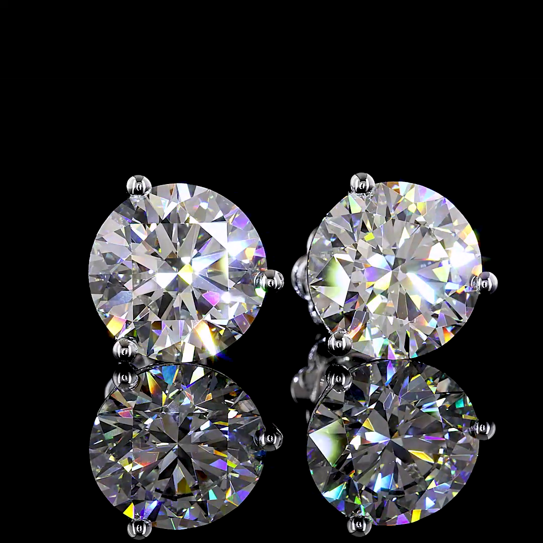 Lab-Grown 8.03 Carat Round E-VS1 Diamond 14K White Gold Martini Earrings