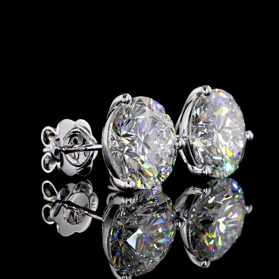 Lab-Grown 8.05 Carat Round F-VS1 Diamond 14K White Gold Martini Earrings