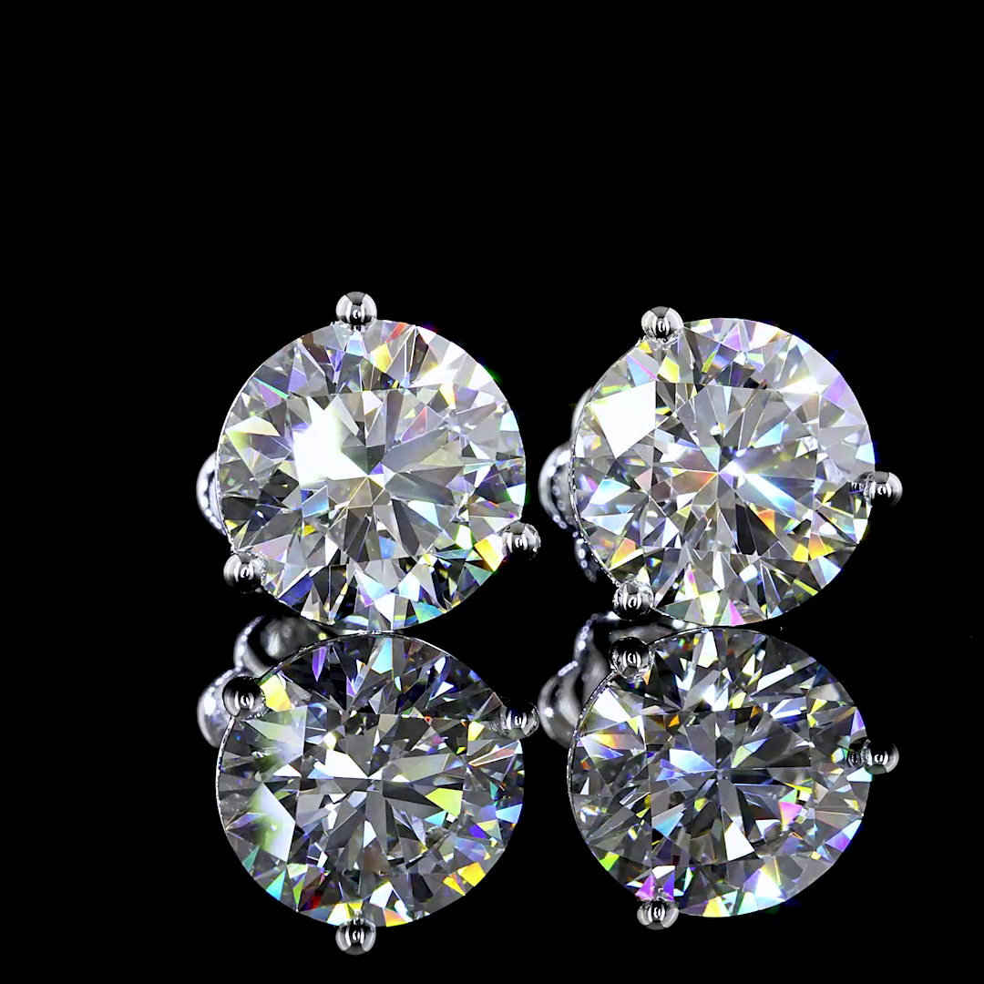 Lab-Grown 5.07 Carat Round E-VVS2 Diamond 14K White Gold Martini Earrings