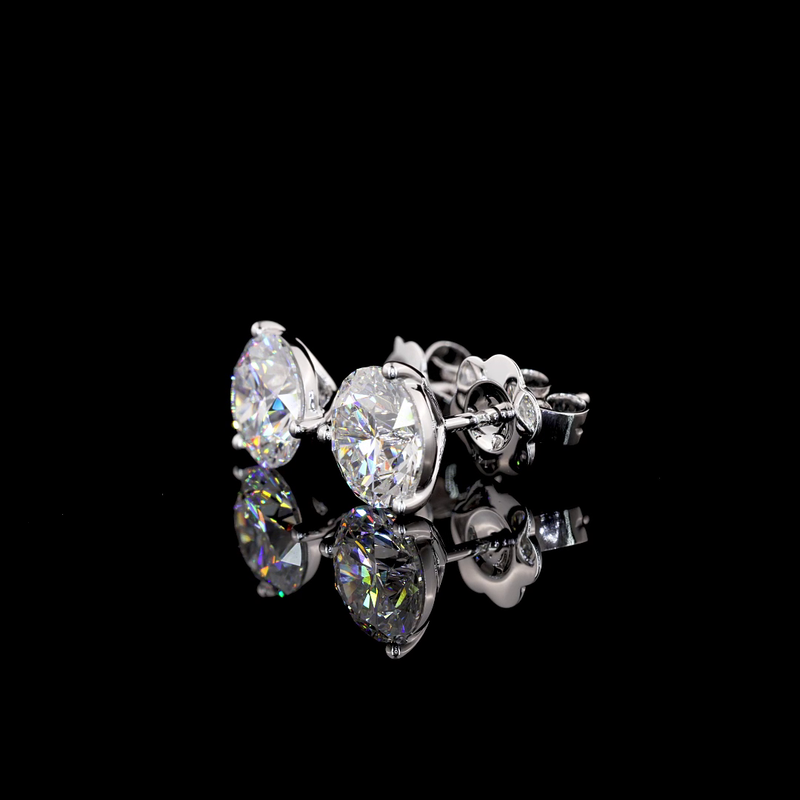 Lab-Grown 3.09 Carat Round E-VS1 Diamond 14K White Gold Martini Earrings