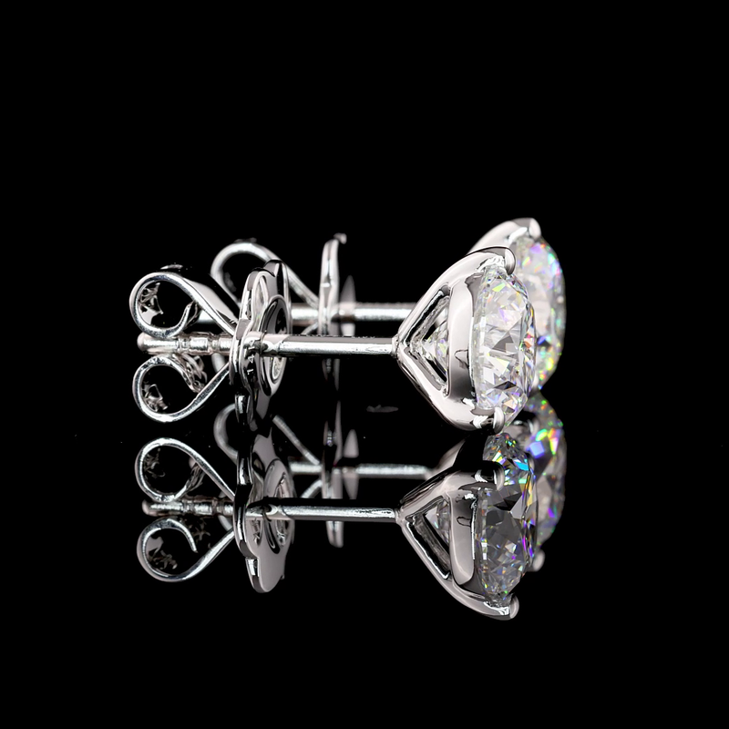 Lab-Grown 2.57 Carat Round E-VS2 Diamond 14K White Gold Martini Earrings