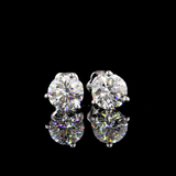 Lab-Grown 3.17 Carat Round E-VS1 Diamond 14K White Gold Martini Earrings