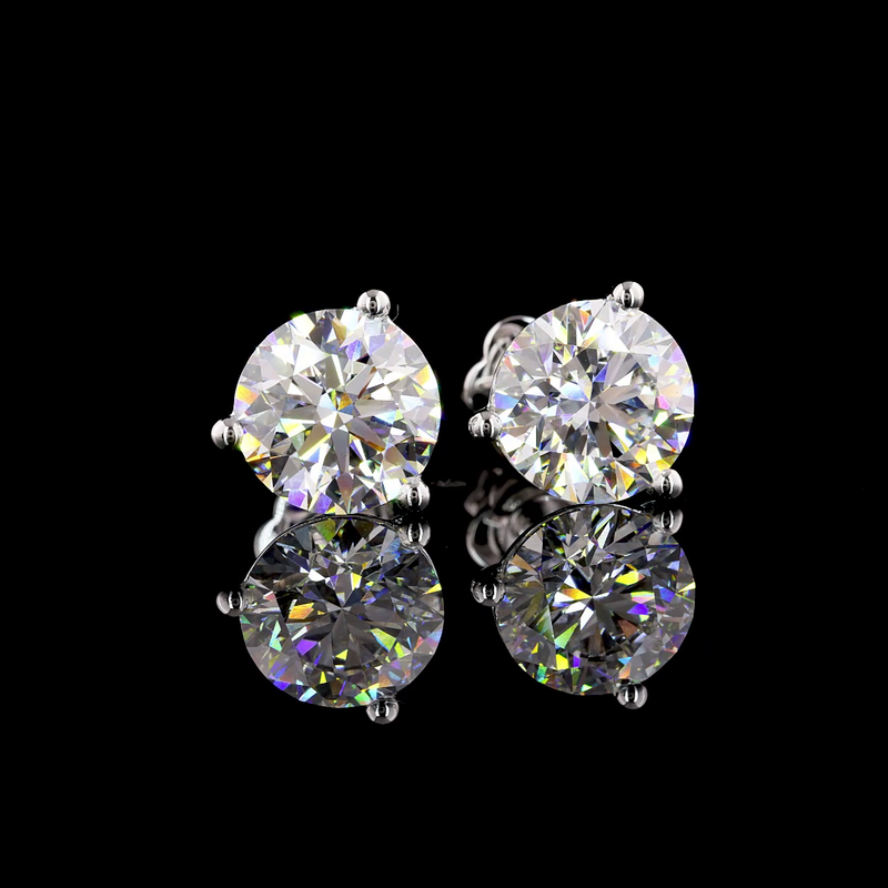 Lab-Grown 5.15 Carat Round E-VS1 Diamond 14K White Gold Martini Earrings