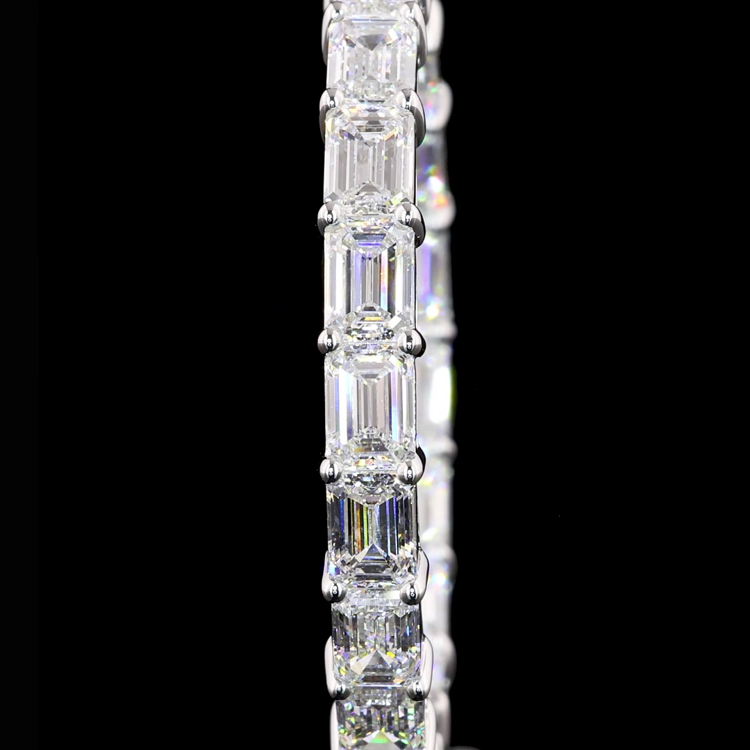Lab-Grown 8.11 Carat Emerald E-VS1 Diamond 14K White Gold Hoops Earrings