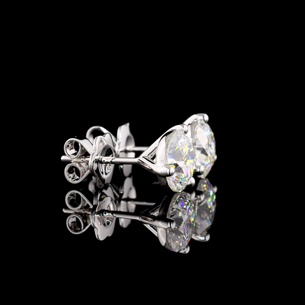 Lab-Grown 3.15 Carat Round E-VS1 Diamond 14K White Gold Martini Earrings