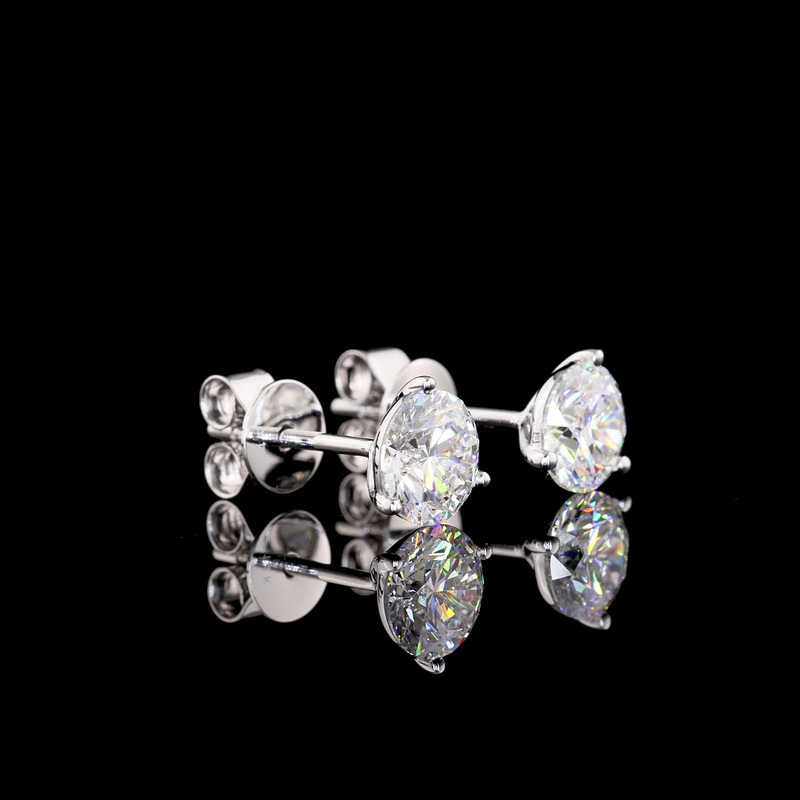 Lab-Grown 1.51 Carat Round D-VS2 Diamond 14K White Gold Martini Earrings