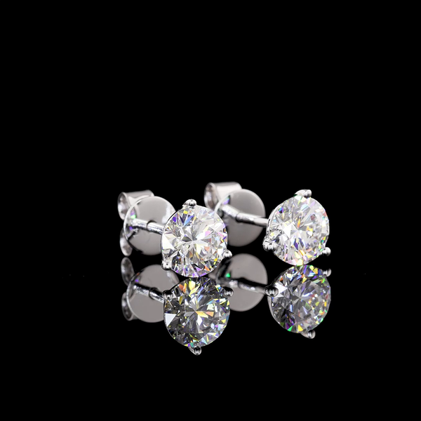 Lab-Grown 1.51 Carat Round D-VS1 Diamond 14K White Gold Martini Earrings