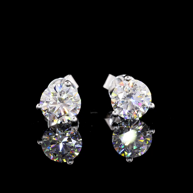 Lab-Grown 2.13 Carat Round D-VS1 Diamond 14K White Gold Martini Earrings