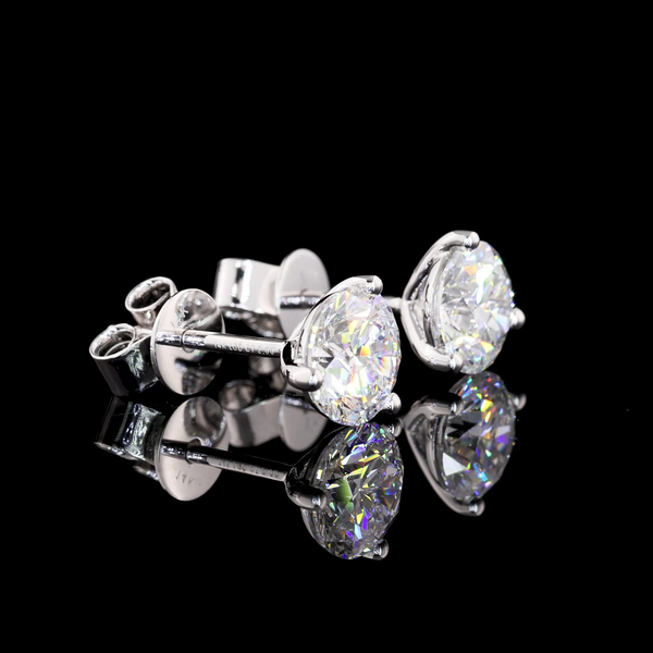 Lab-Grown 2.11 Carat Round D-VVS2 Diamond 14K White Gold Martini Earrings