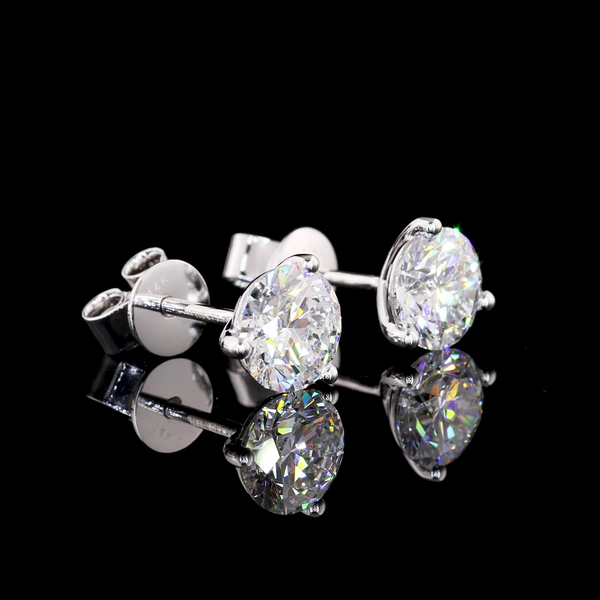 Lab-Grown 2.11 Carat Round E-VS1 Diamond 14K White Gold Martini Earrings