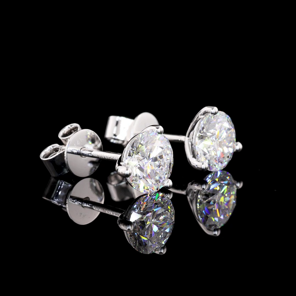 Lab-Grown 2.17 Carat Round D-VS1 Diamond 14K White Gold Martini Earrings