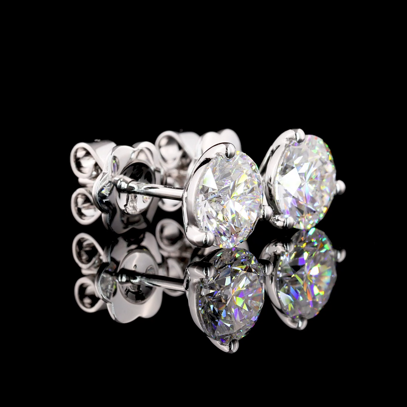 Lab-Grown 2.63 Carat Round D-VVS2 Diamond 14K White Gold Martini Earrings