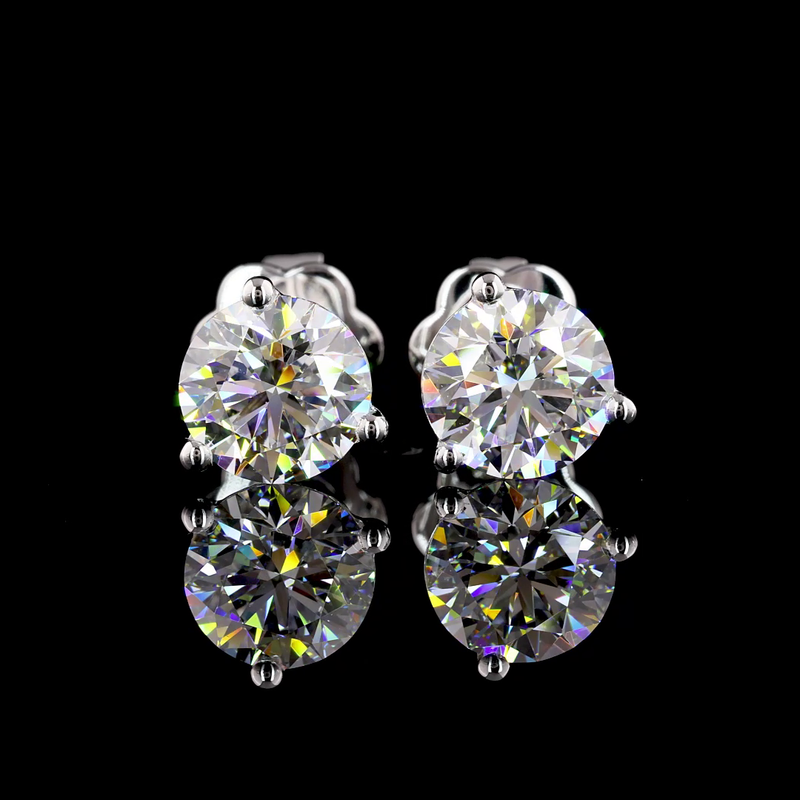 Lab-Grown 2.63 Carat Round D-VVS2 Diamond 14K White Gold Martini Earrings