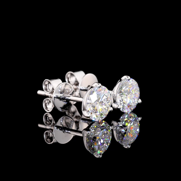 Lab-Grown 1.52 Carat Round D-VVS2 Diamond 14K White Gold Martini Earrings