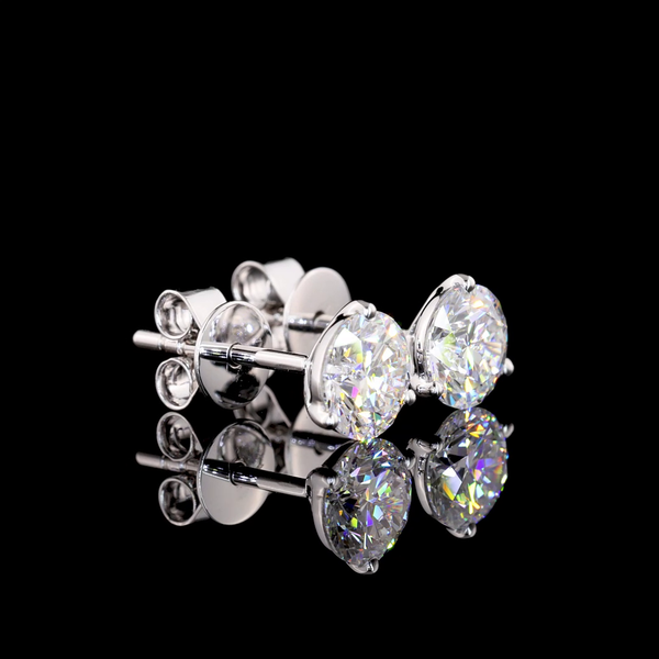 Lab-Grown 1.49 Carat Round D-VVS2 Diamond 14K White Gold Martini Earrings