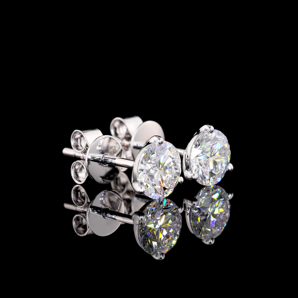 Lab-Grown 1.47 Carat Round D-VS1 Diamond 14K White Gold Martini Earrings