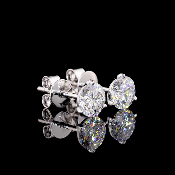 Lab-Grown 1.47 Carat Round D-VS1 Diamond 14K White Gold Martini Earrings