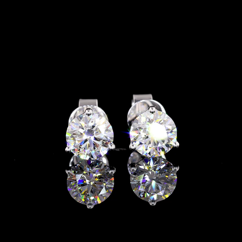 Lab-Grown 1.47 Carat Round D-VS1 Diamond 14K White Gold Martini Earrings