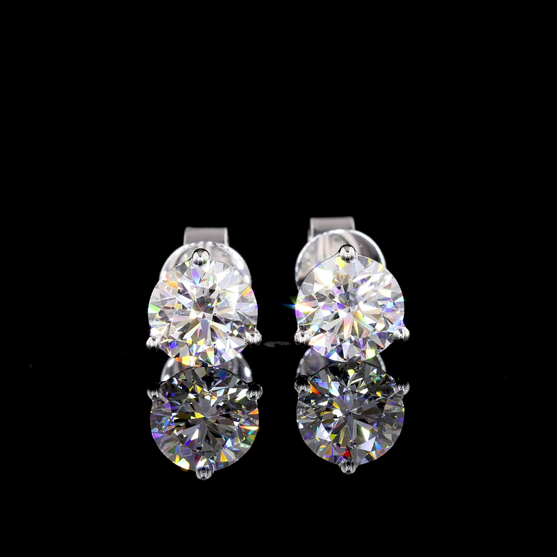 Lab-Grown 1.56 Carat Round D-VS1 Diamond 14K White Gold Martini Earrings